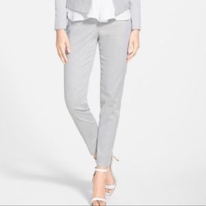 Halogen Taylor Seersucker Ankle Pants Gray Petite